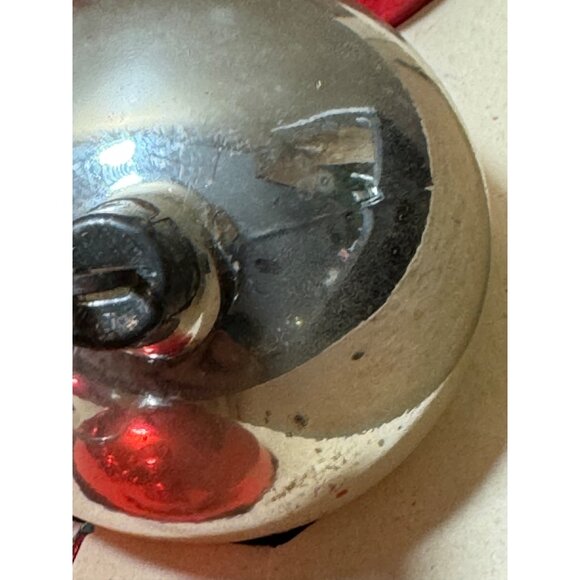 Vintage 1950s Glass Christmas Ornaments Red & Silver Set Of 11 - Picture 9 of 13